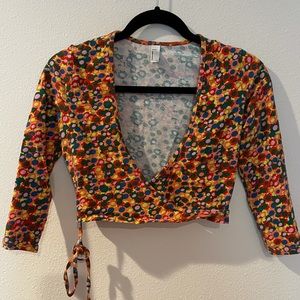 American apparel flower crossover shirt